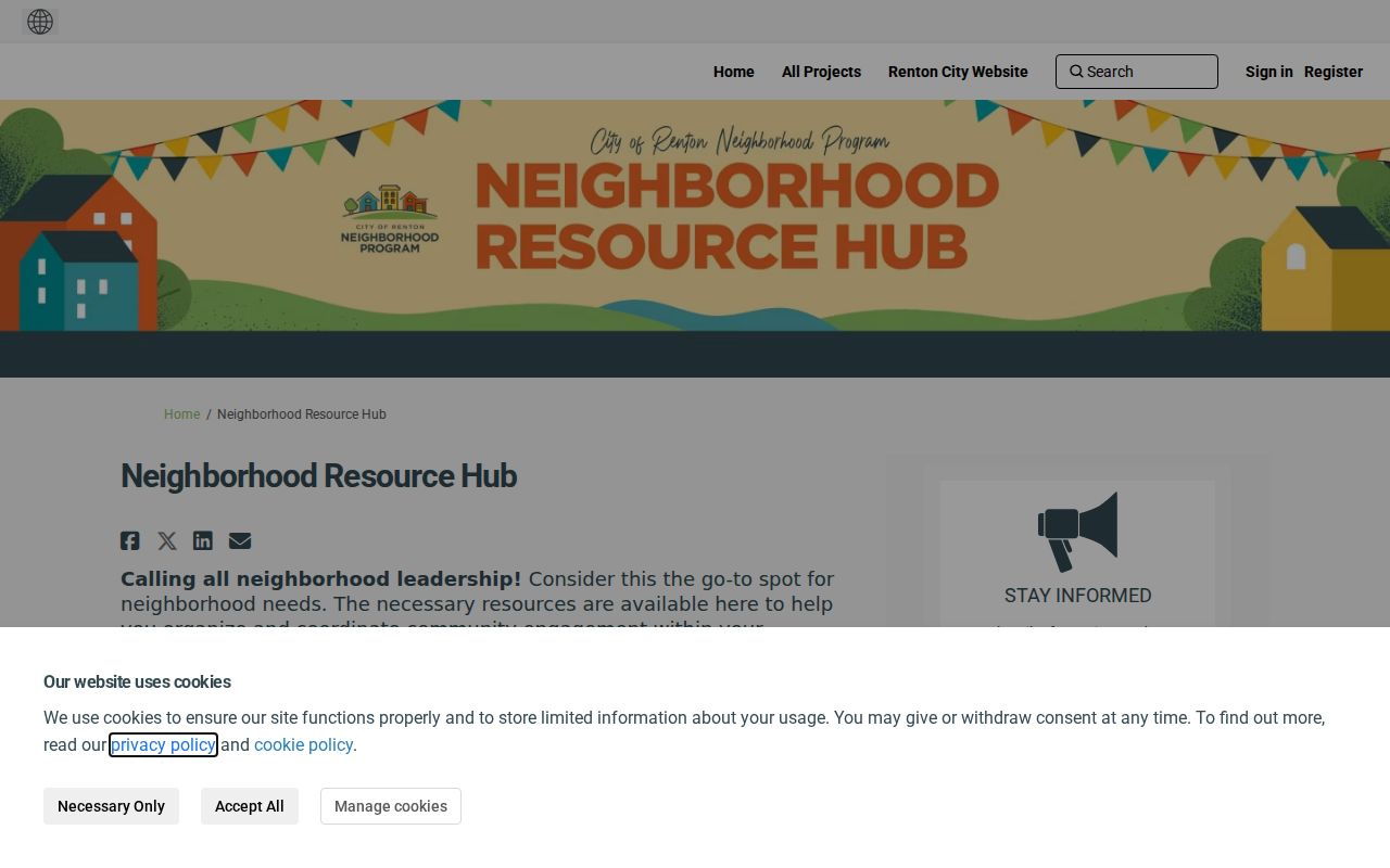 Renton neighborhood resource map with community information and events