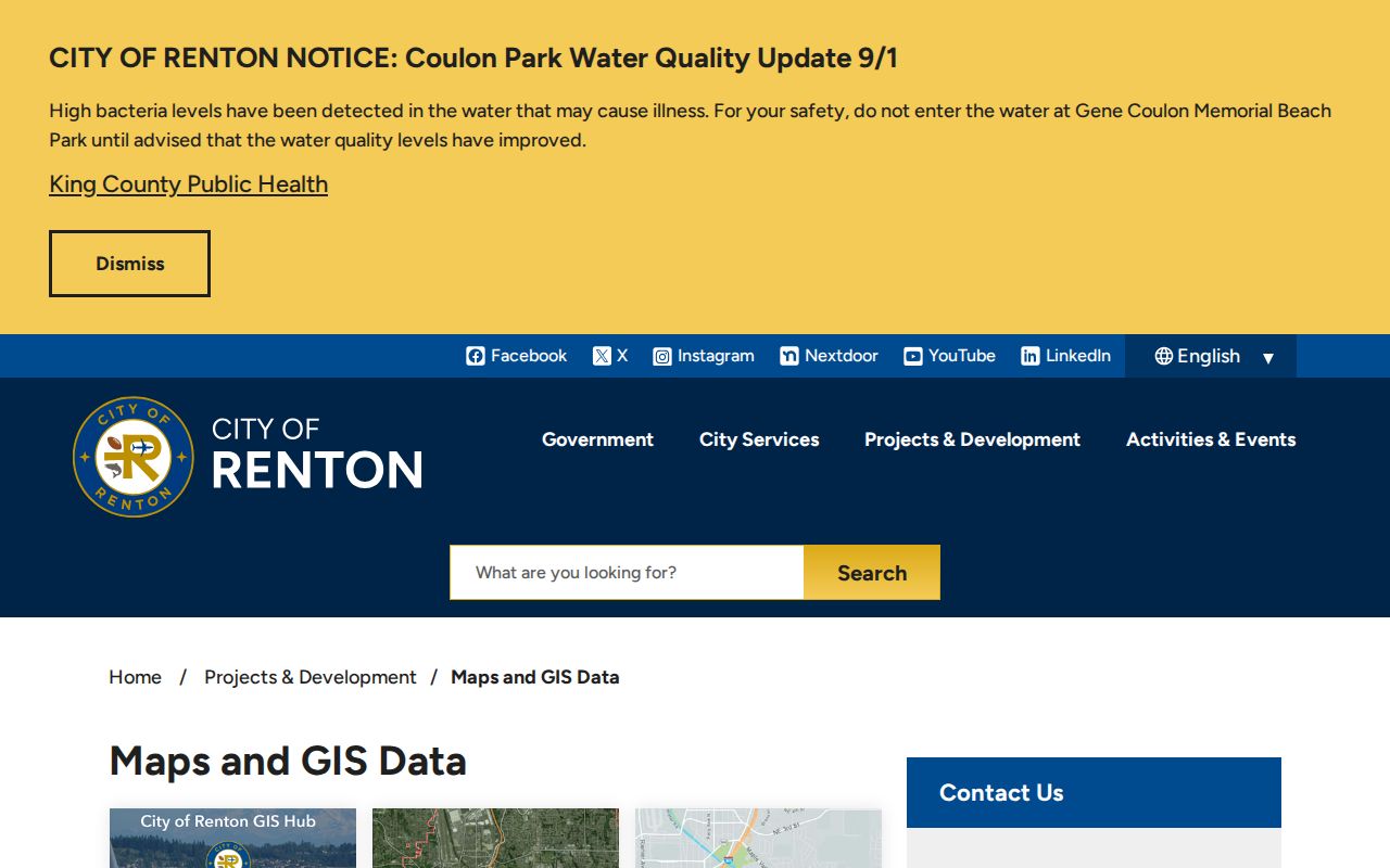 Renton Maps and GIS Data page used to compare ZIP and city boundaries